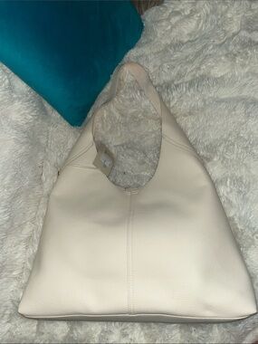 Cream Shoulder Tote Bag - Minimal Leather Hobo